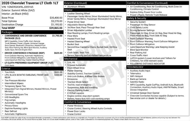 Used 2020 Chevrolet Traverse FWD LT Cloth For Sale in Muscle Shoals, AL