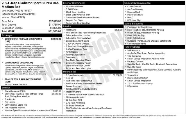 2024 Jeep Gladiator Sport S 2024 Jeep Gladiator Sport S