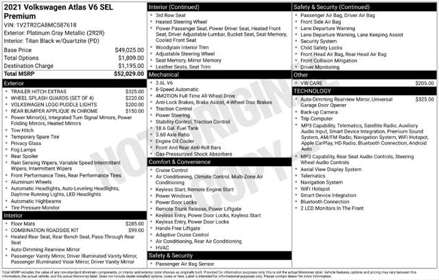 2021 Volkswagen Atlas 3.6L V6 SEL Premium