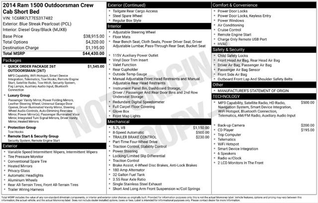 2014 Ram 1500 Outdoorsman for sale in Clinton Township, MI