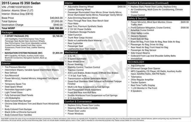 2015 Lexus IS 350 IS 350 for sale in Greensboro, NC
