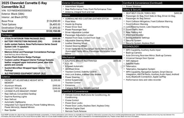 2025 Chevrolet Corvette E-Ray RWD Convertible 3LZ