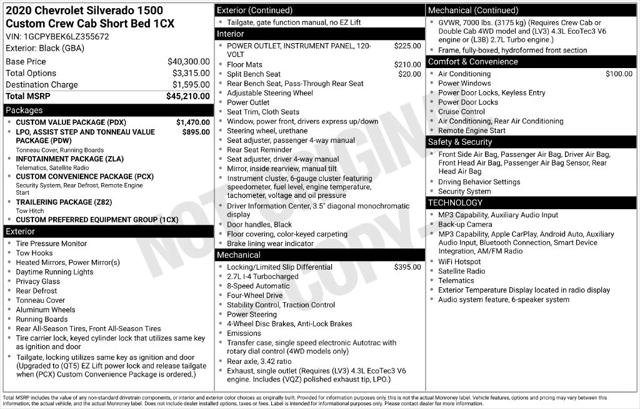 2020 Chevrolet Silverado 1500 4WD Crew Cab Short Bed Custom 2020 Chevrolet Silverado 1500 4WD Crew Cab Short Bed Custom