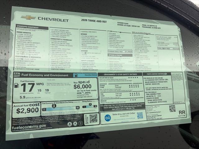 New 2026 Chevrolet Tahoe 4WD RST For Sale in Cortland, NY
