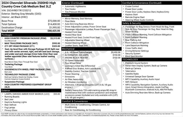 Used 2024 Chevrolet Silverado 2500HD 4WD Crew Cab Standard Bed High Country For Sale in Muscle Shoals, AL