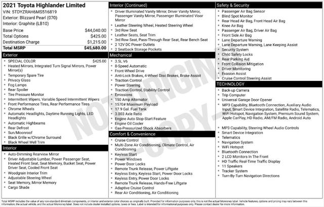 Used 2021 Toyota Highlander Limited For Sale in Muscle Shoals, AL