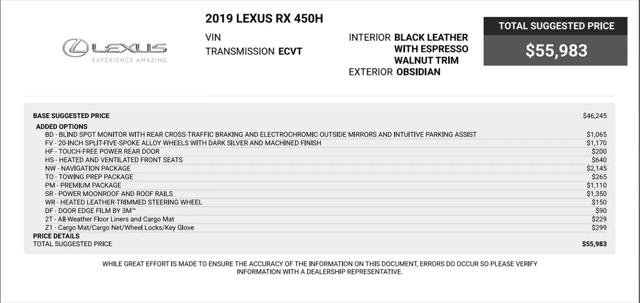 2019 Lexus RX 450h RX 450h