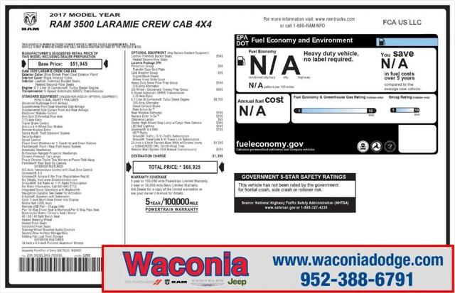 2017 Ram 3500 Laramie Crew Cab 4x4 64 Box for sale in Waconia, MN