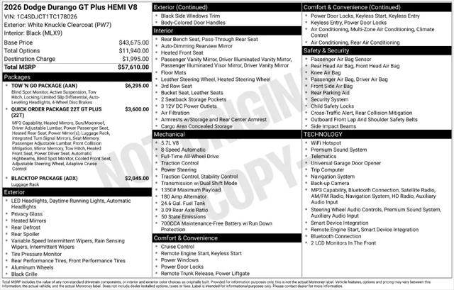 2026 Dodge Durango GT Plus AWD HEMI V8