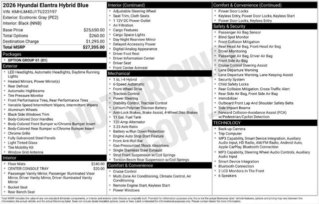 2026 Hyundai Elantra Hybrid Blue for sale in Moreno Valley, CA