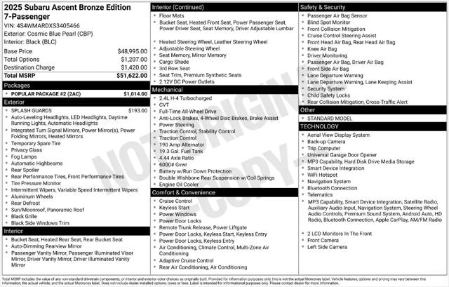 2025 Subaru Ascent Bronze Edition 7-Passenger for sale in Libertyville, IL