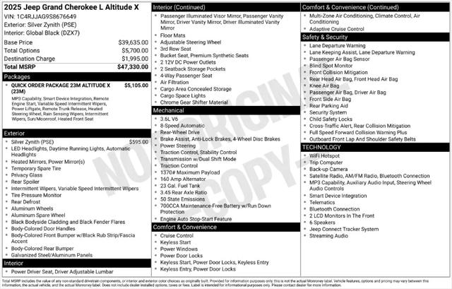 2025 Jeep Grand Cherokee L Altitude X 4x2 for sale in Clinton Township, MI