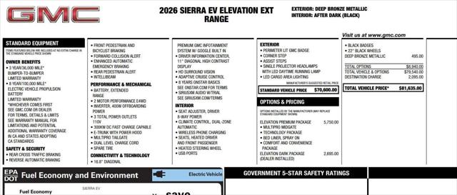 2026 GMC Sierra Extended Range Elevation
