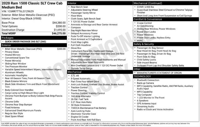 2020 Ram 1500 SLT Crew Cab 4x4 64 Box