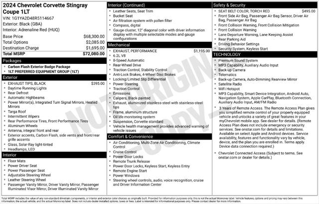 Used 2024 Chevrolet Corvette Stingray RWD Coupe 1LT For Sale in Waterford Twp, MI