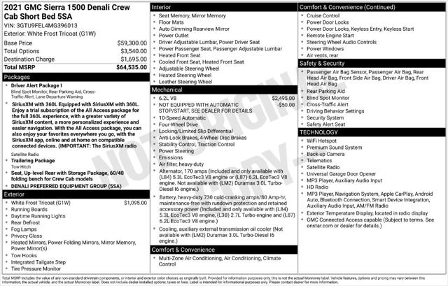 2021 GMC Sierra 1500 4WD Crew Cab Short Box Denali