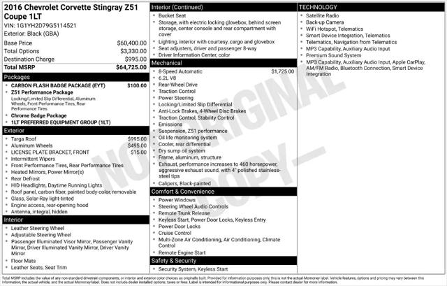 2016 Chevrolet Corvette Stingray Z51