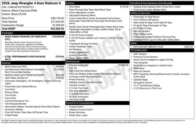 2026 Jeep Wrangler WRANGLER 4-DOOR RUBICON X 2026 Jeep Wrangler WRANGLER 4-DOOR RUBICON X