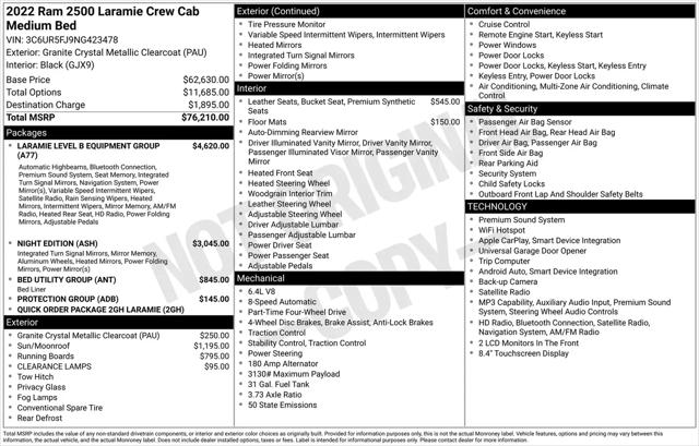 2022 Ram 2500 Laramie Crew Cab 4x4 64 Box