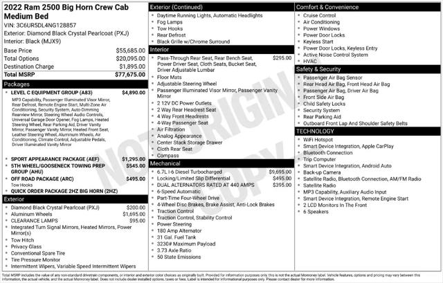 2022 Ram 2500 Big Horn Crew Cab 4x4 64 Box