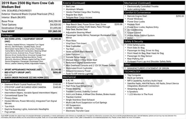 2019 Ram 2500 Big Horn Crew Cab 4x4 64 Box