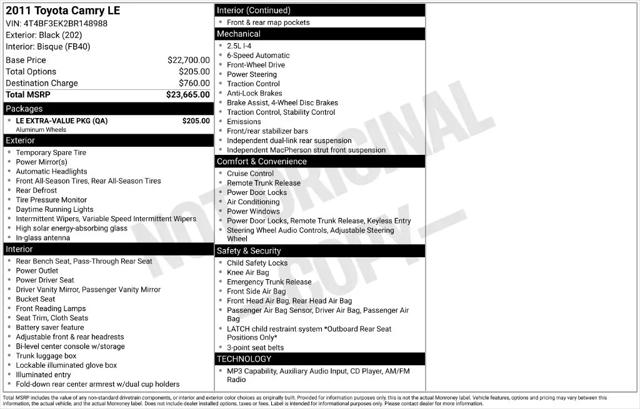 2011 Toyota Camry LE for sale in Colorado Springs, CO