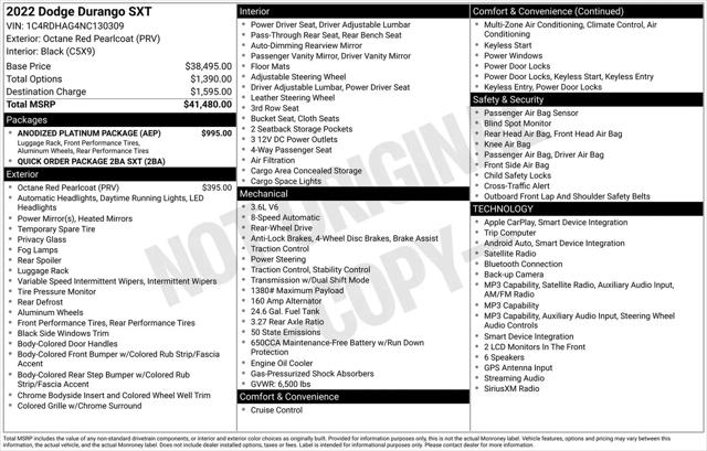 2022 Dodge Durango SXT RWD