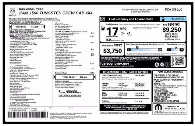 2025 Ram 1500 Tungsten Crew Cab 4x4 57 Box
