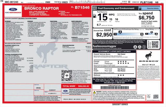 2023 Ford Bronco Raptor for sale in Gurnee, IL