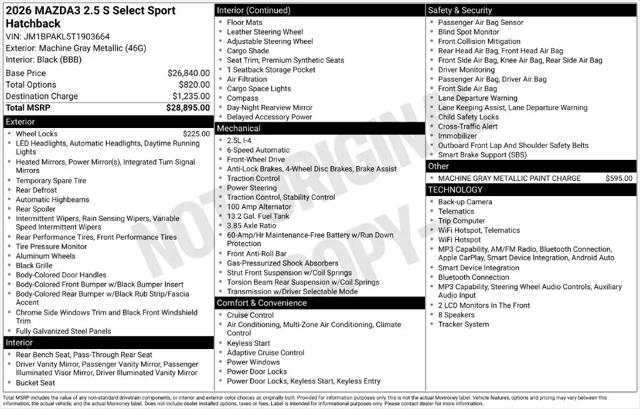 2026 Mazda Mazda3 2.5 S Select Sport
