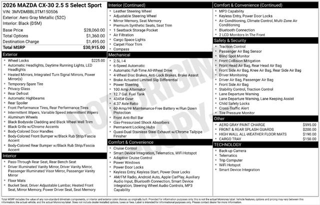 2026 Mazda CX-30 2.5 S Select Sport