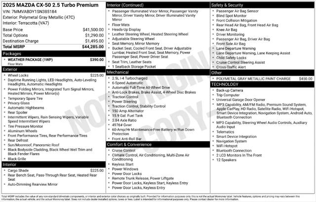 2025 Mazda CX-50 2.5 Turbo Premium Package for sale in McKinney, TX