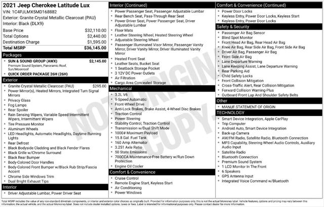 2021 Jeep Cherokee Latitude Lux FWD 2021 Jeep Cherokee Latitude Lux FWD