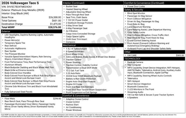 Used 2026 Volkswagen Taos S For Sale in Muscle Shoals, AL