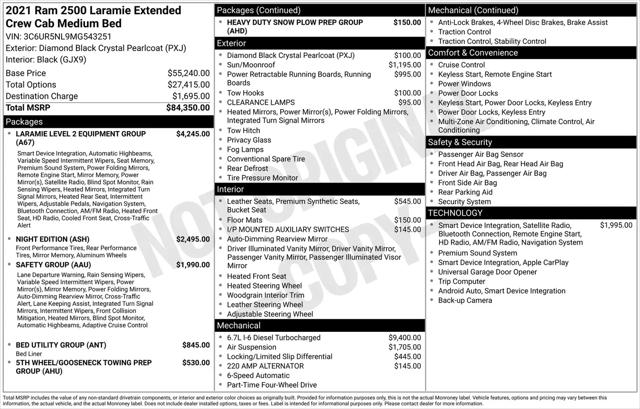 2021 Jeep Ram 2500 Laramie Mega Cab 4x4 64 Box