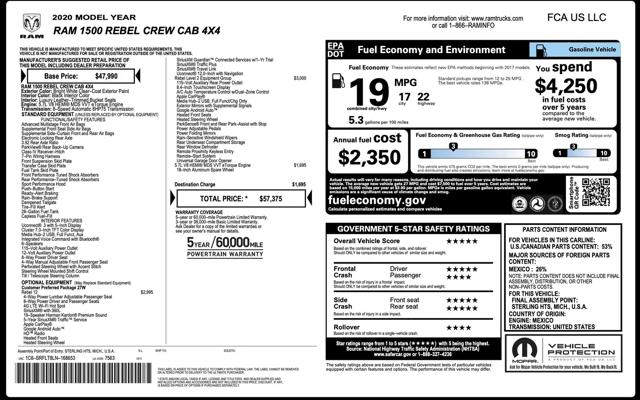 2020 Ram 1500 Rebel Crew Cab 4x4 57 Box