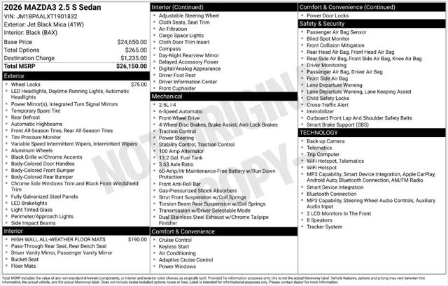 2026 Mazda Mazda3 2.5 S