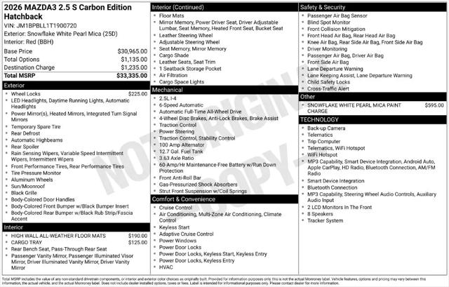 2026 Mazda Mazda3 2.5 S Carbon Edition