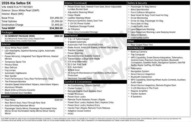 Used 2026 Kia Seltos SX For Sale in Muscle Shoals, AL