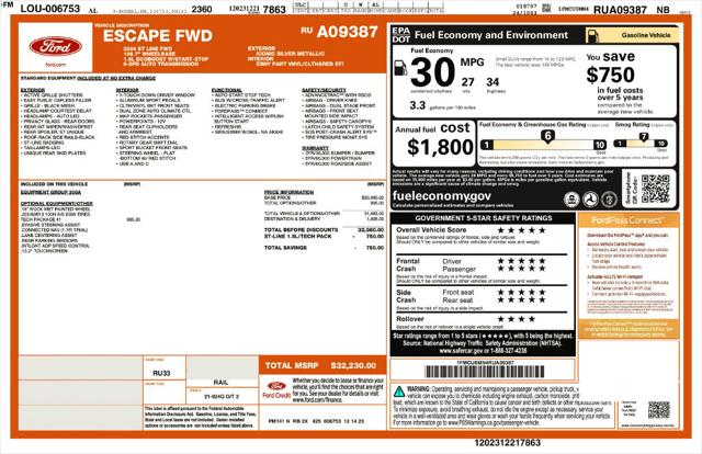 Used 2024 Ford Escape ST-Line For Sale in Muscle Shoals, AL
