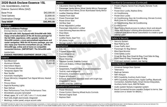 Used 2020 Buick Enclave FWD Essence For Sale in Muscle Shoals, AL