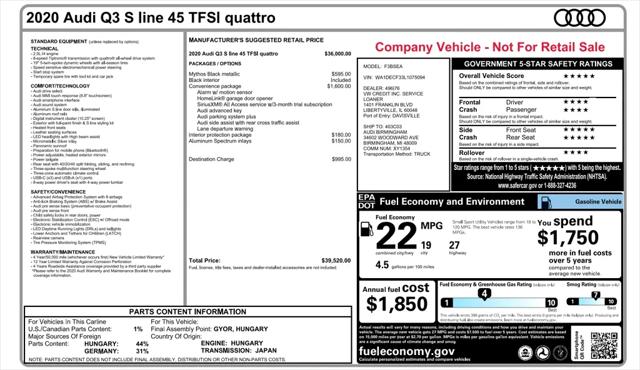 2020 Audi Q3 Premium 45 TFSI S line quattro Tiptronic