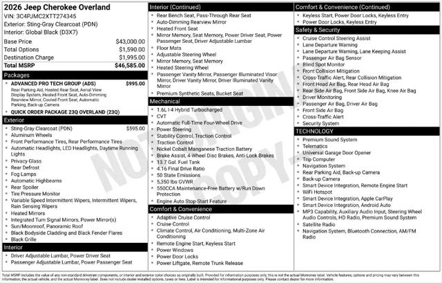 2026 Jeep Cherokee Overland 4x4