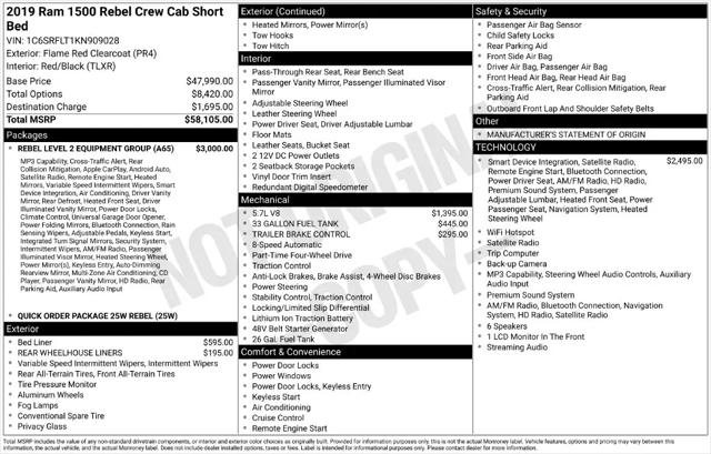 2019 Ram 1500 Rebel Crew Cab 4x4 57 Box