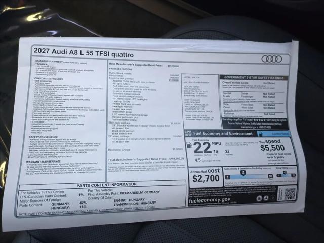 2027 Audi A8 55 TFSI quattro Tiptronic