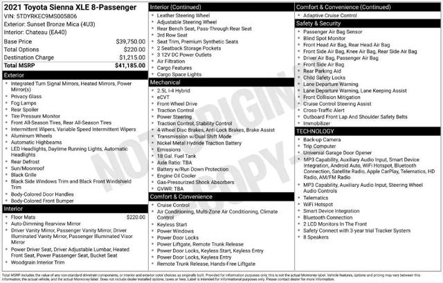 2021 Toyota Sienna XLE