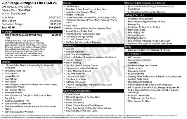 2027 Dodge Durango GT Plus HEMI