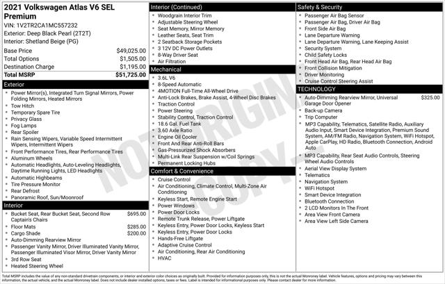 2021 Volkswagen Atlas 3.6L V6 SEL Premium