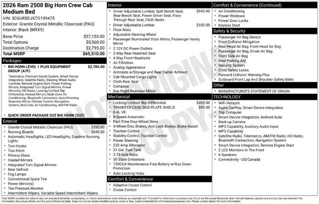 2026 Ram 2500 Big Horn Crew Cab 4x4 64 Box