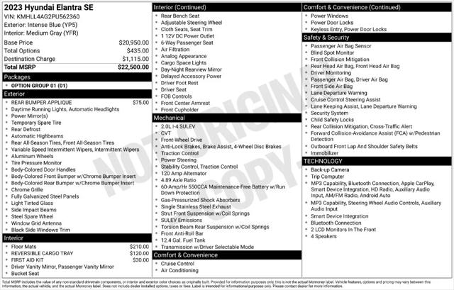 2023 Hyundai Elantra SE 2023 Hyundai Elantra SE